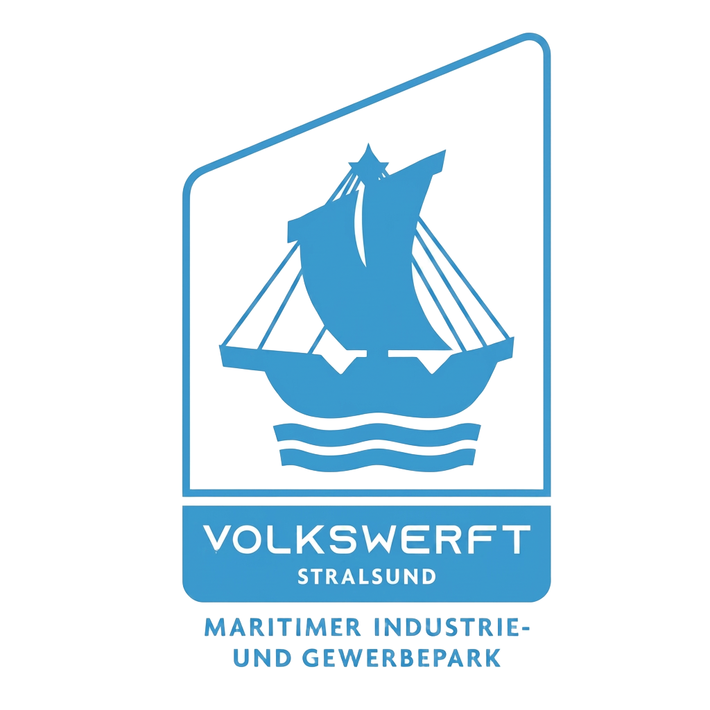 Volkswerft Stralsund — maritime industrial and commercial park logo